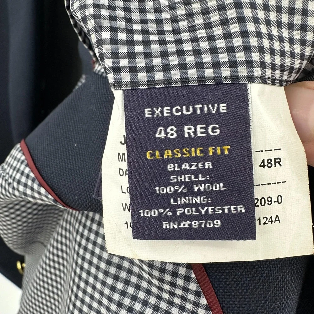 Stafford Single Breasted Golden Button Classic Fit Coat Blazer Royal Blue 48 R‎